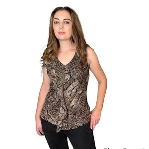 Giorgio Fiorlini Collection Animal Print Sleeveless Blouse Top L